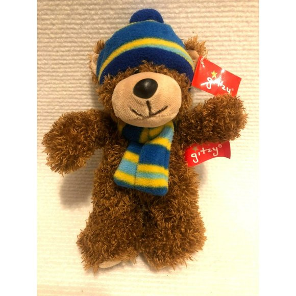 Gitzy Bear, Plush Brown Teddy Bear with Hat and Scarf, NWT - Picture 1 of 3